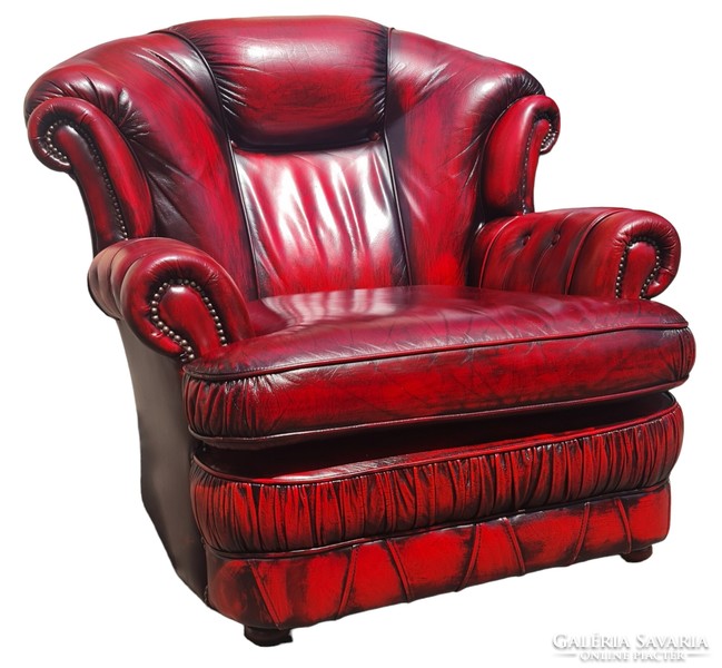 A736 original English chesterfield leather armchair