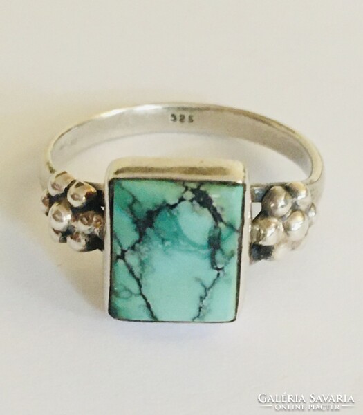 Silver ring turquoise size 55