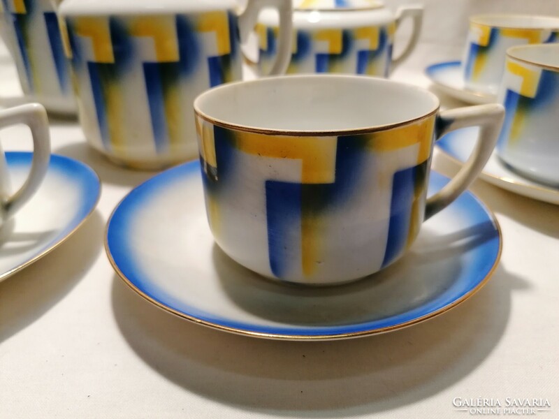 Jsg porcelain retro tea set with blue and yellow colors