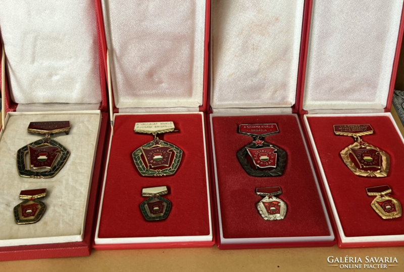 Socialist brigade medal series with miniature in box (4 pieces)