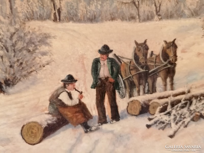 Imre Egyed 1976 lumberjacks painting
