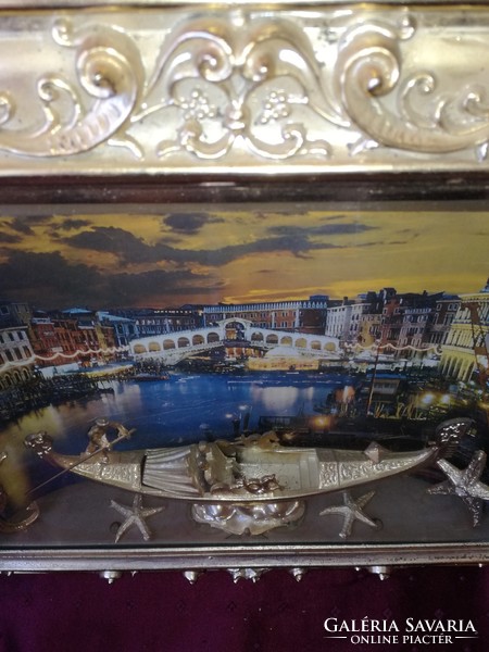 Italian Venetian gondola diorama/mural