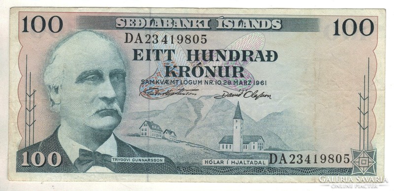 100 krónur 1961 marz 29 Izland 1.
