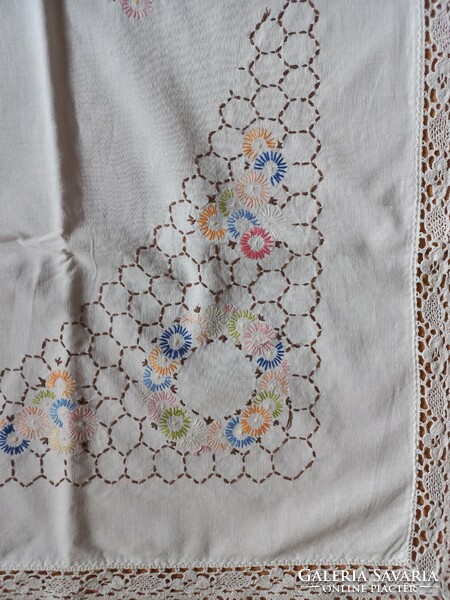 Old, embroidered, rustic tablecloth