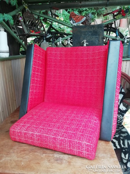 Retro armchairs 2 pcs red black leather decoration