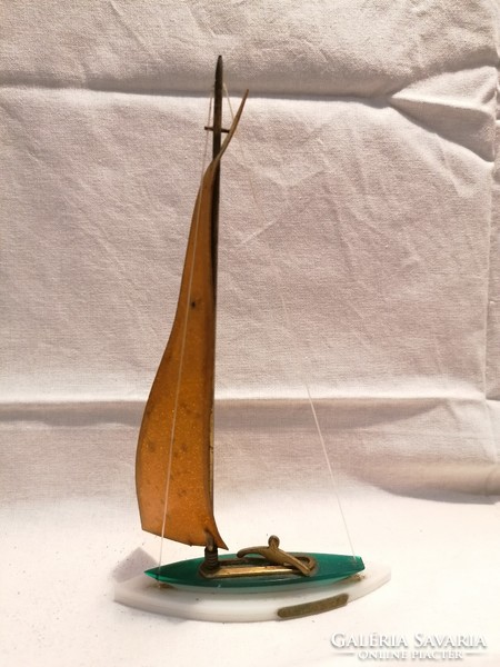 Balaton memorial, marked industrial artist plexiglass sailboat