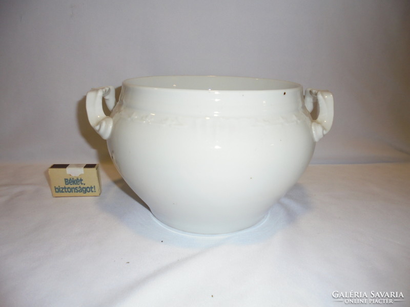 Antique, thick-walled white coma bowl, soup bowl