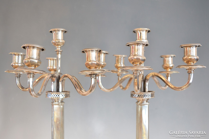 Pair of silver candelabra - with pearl decoration (6 branches)