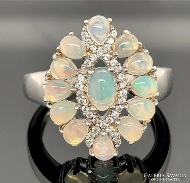 Noble opal full gemstone, sterling silver ring size 56 /925/ - new, many handcrafted jewelry!