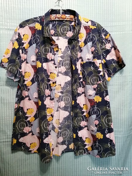 XXL-es férfi szines, mintás, hawaii jellegű pamut ing,124 cm mellbőség