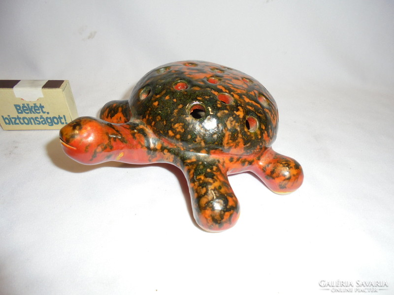 Retro teknős - Tófej kerámia ikebana, kerámia váza