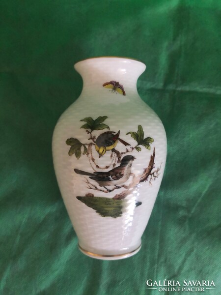 Herend rothschild porcelain vase, porcelain with a basket weave pattern