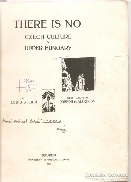 Steier-Makoldy: There Is No Czech Culture In Upper Hungary  1920