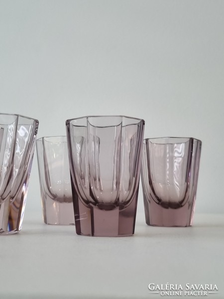 Art deco polished moser/ moser style old liquor glasses - rare color - '60s