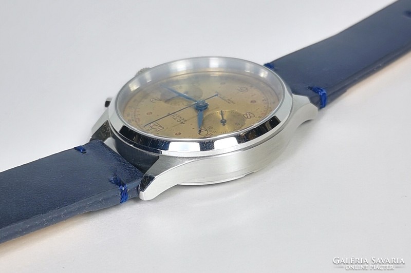 Actua Genéve vintage chronograph karóra, egyedileg készített acél tokban, Landeron 51-es caliberrel