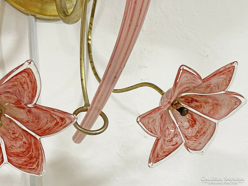 Italian blown glass lily wall lamp - franco luce