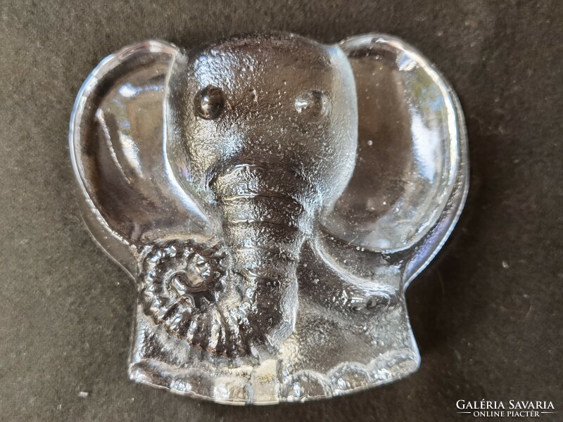 Vintage Riedel crystal glass, elephant-shaped leaf weight