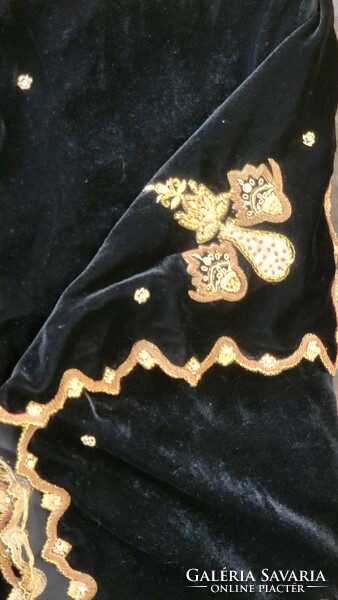 Art deco deco piano tablecloth 180 cm black velvet gold cord embroidered embroidery crystal insert