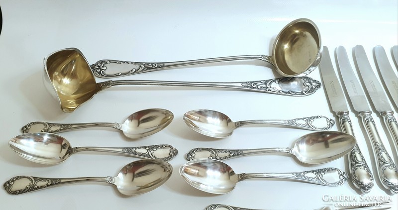 Silver-plated, art nouveau, Solingen, Gebrüder krumm 6-person cutlery set (54 pieces)