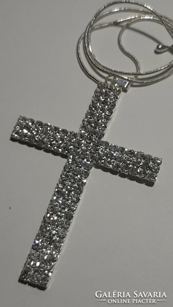 A wonderful cross and chain encrusted with huge crystals