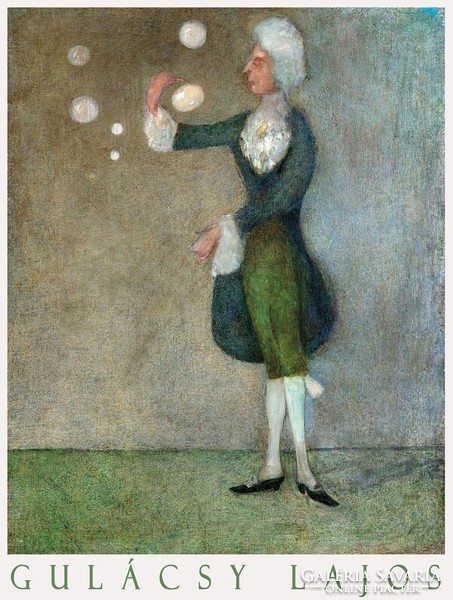 Lausz Gulácsy soap bubble 1911 painting art poster, nakonxipán noble brand wig tailor