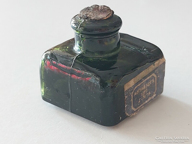 Régi tintásüveg címkés tintatartó palack