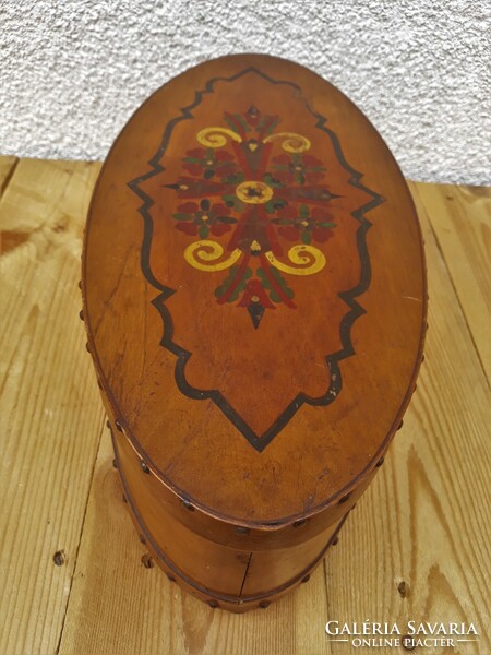 Antique art deco painted wooden gift box, 33.5 x 15.5 x 11 cm