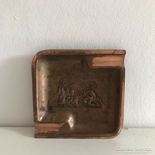 A remarkable small bronze ashtray