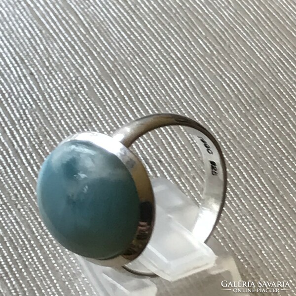 Silver ring with larimar
