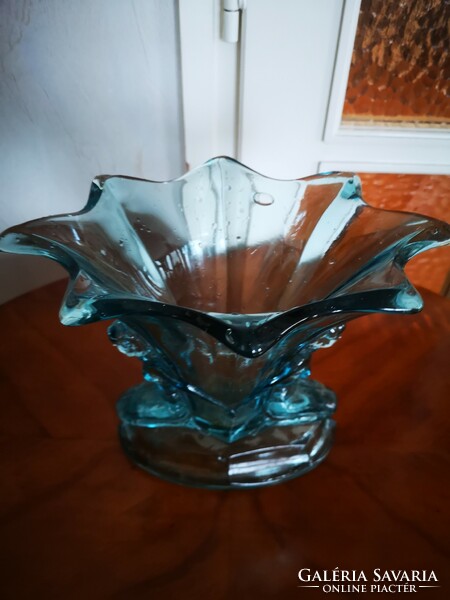 Art Deco váza Asztalközép kínáló figurális színes üveg. (Walter & Sohne)