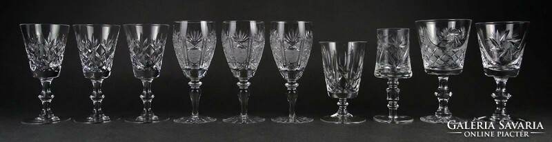 1O033 old mixed stemmed glass set of 10 pieces