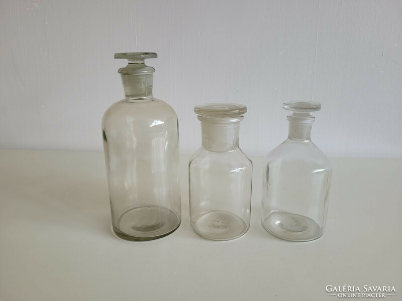 Old apothecary glass stoppered pharmacy bottle 3 apothecary bottles