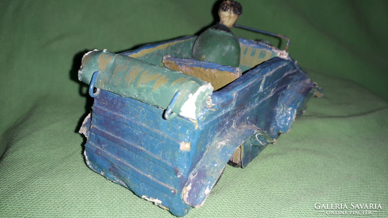 Antik papírmasé fém alváz KÜBELWAGEN WWII. LENDKEREKES EXTRÉM RITKA 14 cm játékautó a képek szerint