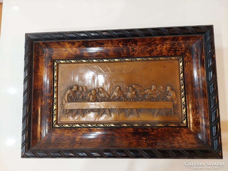 Last Supper copper wall picture in frame