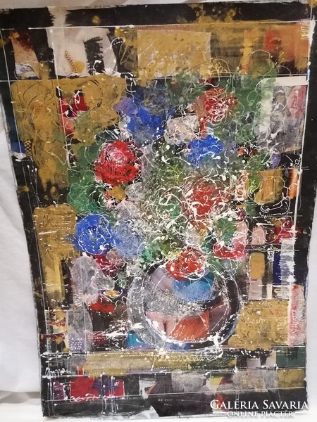 Absztrakt asztali virágcsendélet festmény