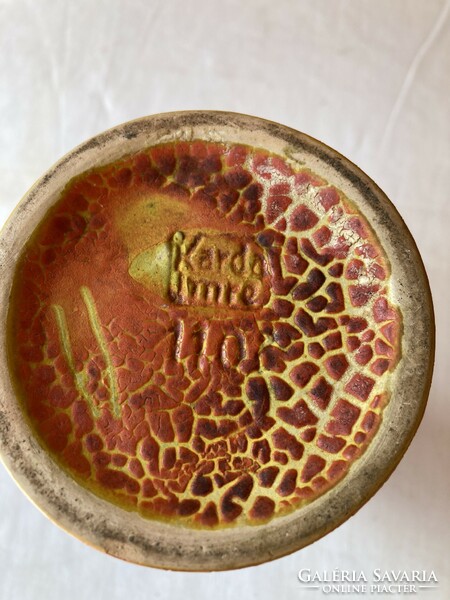 Imre Karda shrink-glazed ceramic vase 22 cm.