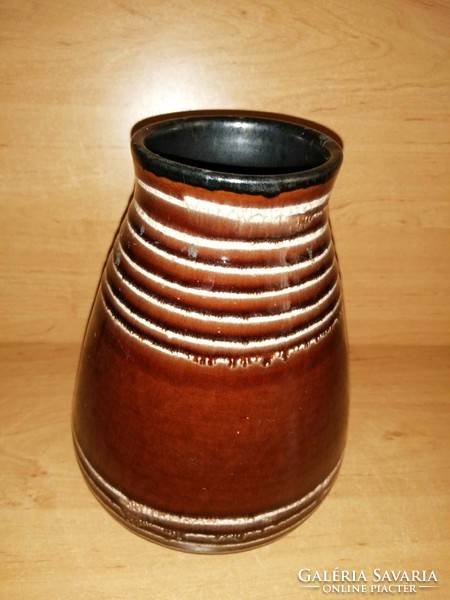 Jelzett mázas kerámia váza - 21 cm magas (34/d)