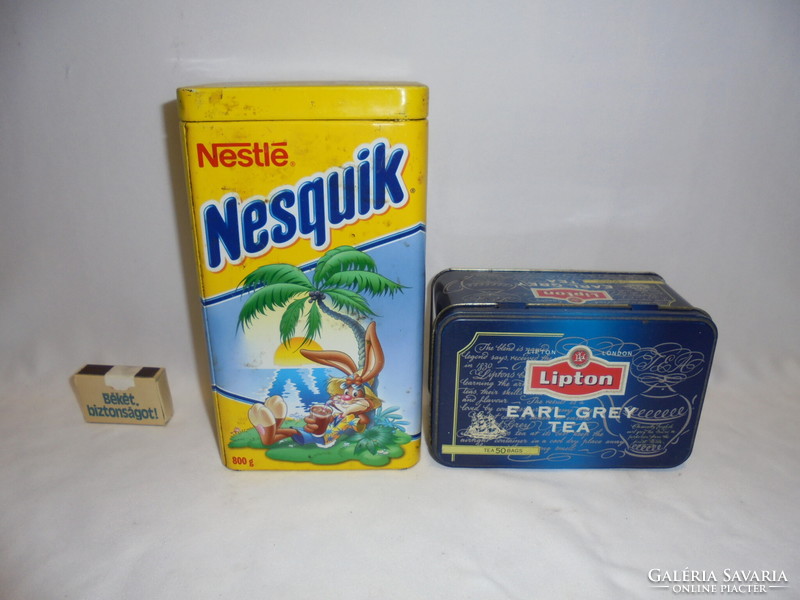 Nesquik kakaós és Lipton teás lemezdoboz - együtt