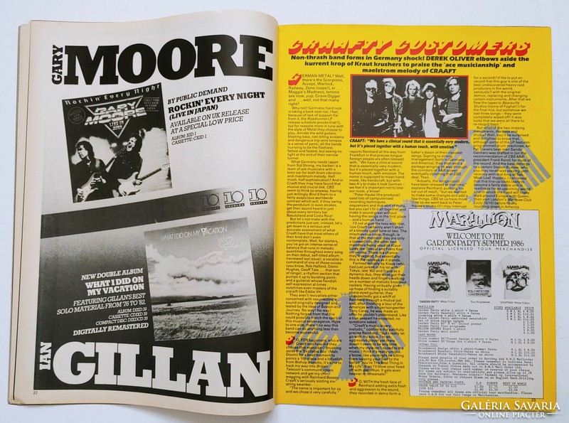 Kerrang magazin 86/7/10 Zodiac Mindwarp GTR Heart Craaft Judas Priest Gillan Anthrax Sam Fox Fiona