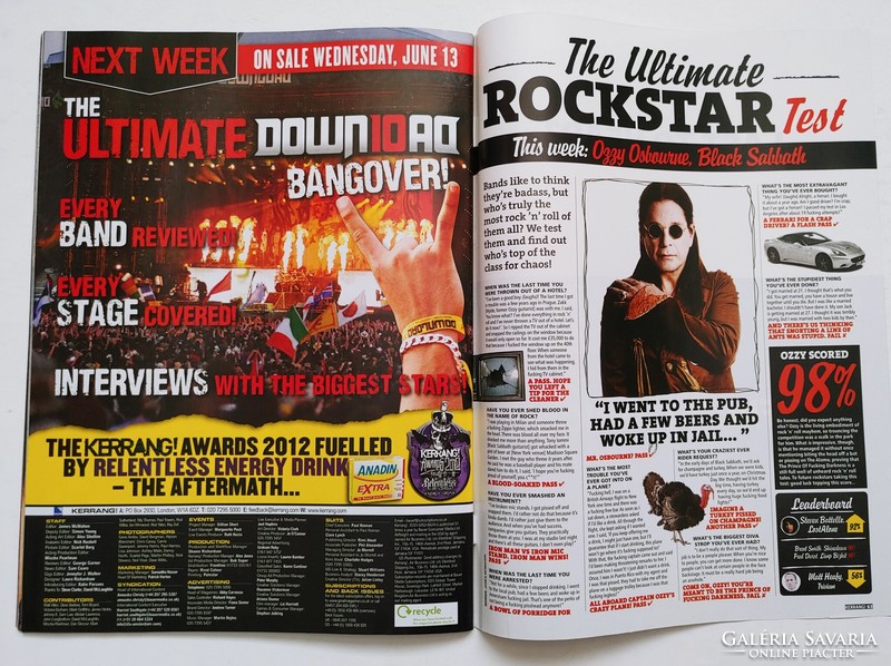 Kerrang magazin 12/6/9 Metallica Paramore Ray Toro Guns Roses Ozzy Falling Reverse Slayer Judas