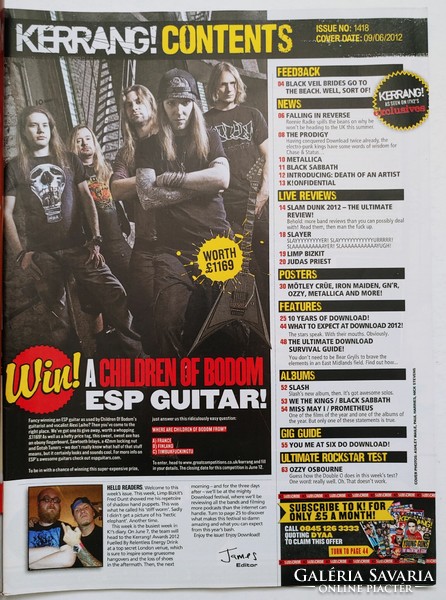 Kerrang magazin 12/6/9 Metallica Paramore Ray Toro Guns Roses Ozzy Falling Reverse Slayer Judas