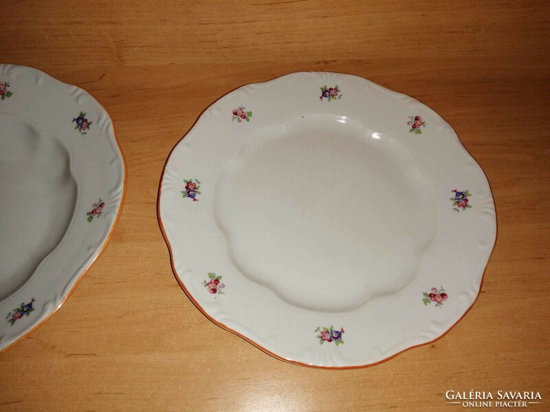Zsolnay porcelain flower pattern deep plate and flat plate in one (2p)