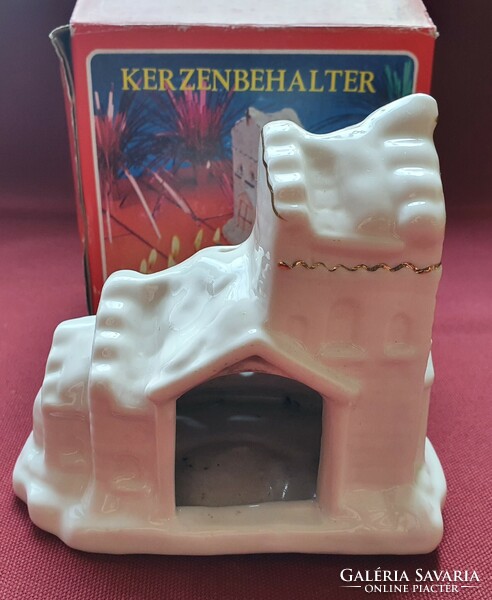 Christmas German porcelain candle holder cottage house church decoration candle village in original box