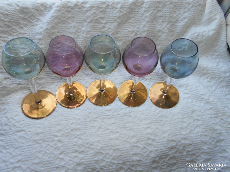 5 colored glass goblets with a base - the price refers to 5 pcs