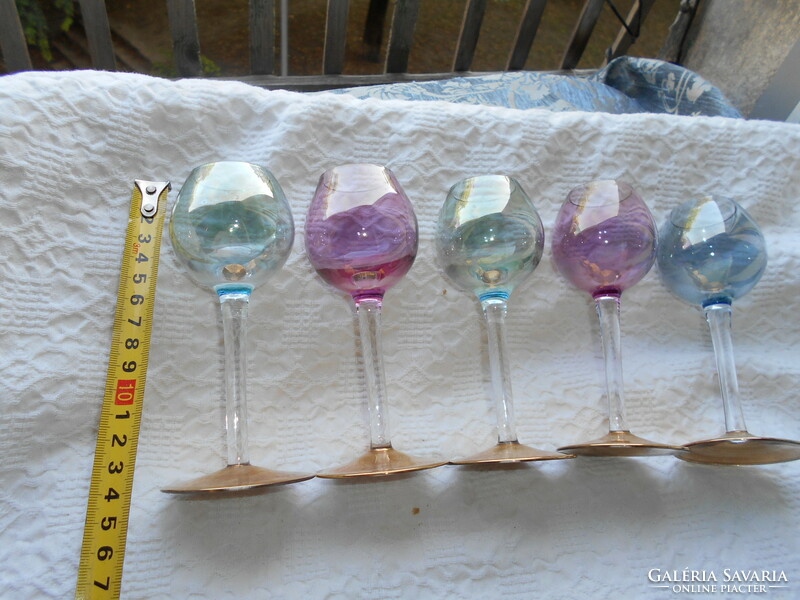 5 colored glass goblets with a base - the price refers to 5 pcs