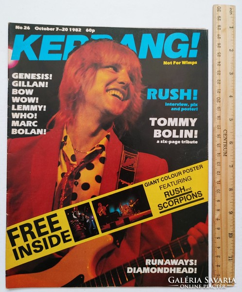 Kerrang magazine 82/10/7 rush scorpions tommy bolin runaways diamondhead t rex lemmy who genesis
