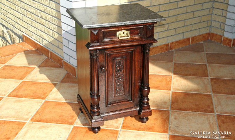 Bedside table with tin German column and marble top