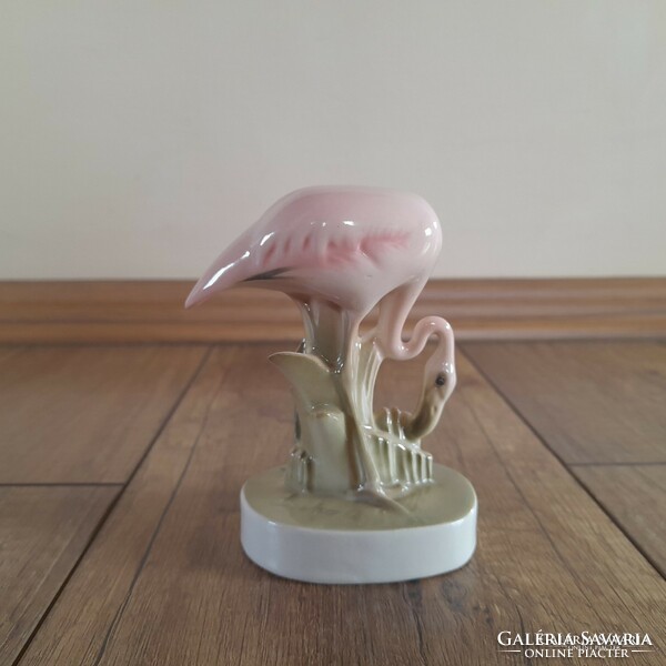 Ritka Zsolnay Sinkó rózsaszín flamingó figura