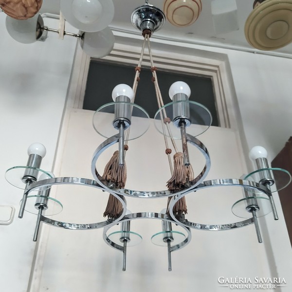 Art deco - streamline - 8-burner chrome chandelier - chandeliers and lighting rt