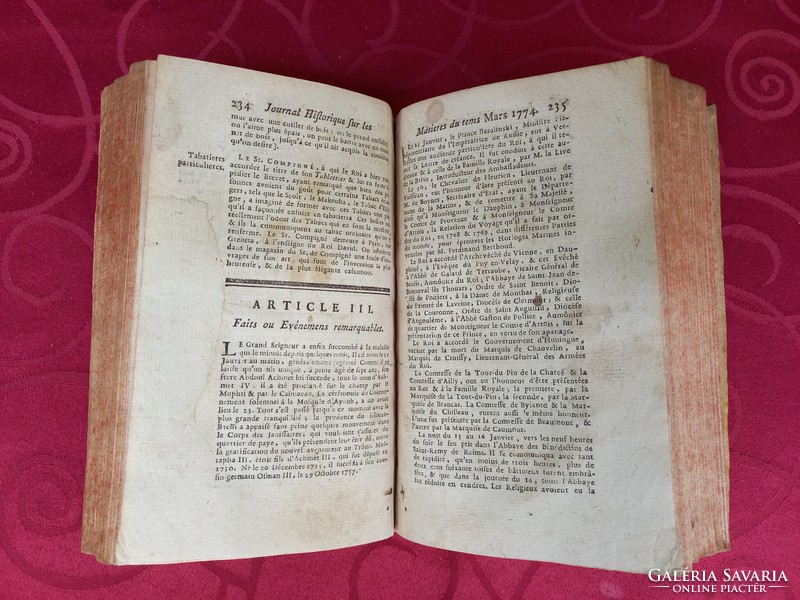 Antik könyv 1774 SUITE DE LA CLEF OU JOURNAL HISTORIQUE SUR LES MATIERESDU TEMS  tome CXV